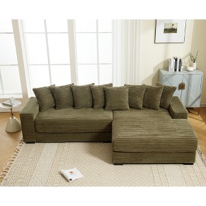 NicBex New Arrival Oversized 2 Piece L Shaped Corduroy Sofa with Left Chaise Daybed,Armrests & Throw Pillows,Easy Assembly - 1 of 4