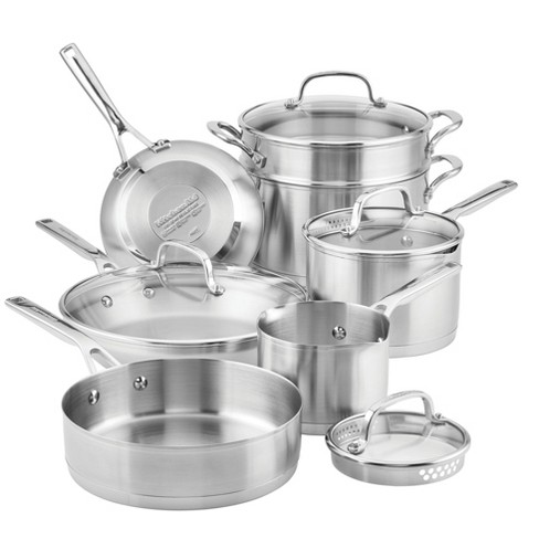 BergHOFF Belly Shape 18/10 Stainless Steel 12Pc Cookware Set, Glass Lids,  Fast, Evenly Heat, Induction Cooktop Ready