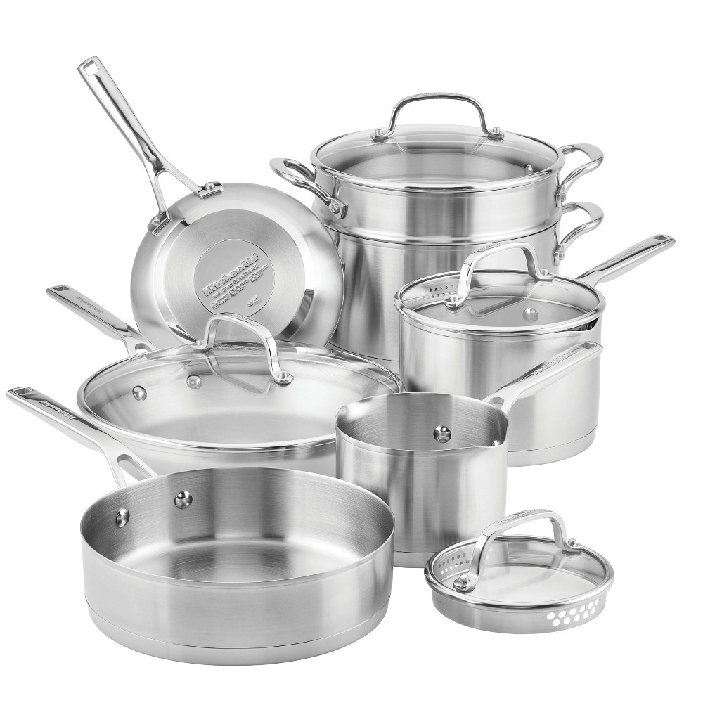 Photos - Pan KitchenAid 3-Ply Base Stainless Steel 11pc Cookware Set 