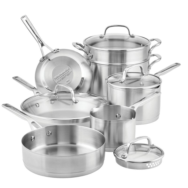 KitchenAid 3-Ply Base Stainless Steel 11pc Cookware Set, 1 of 29