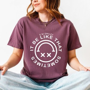 Simply Sage Market S.W.Smiley It Be Like That Smiley Face Garment Dyed Tee - 1 of 4
