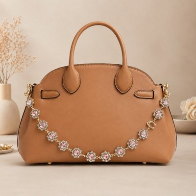 Alilang Women's Pink Rhinestone Flower Bag Chain Purse Charm with Gold Tone Clips - Pink — фото 4