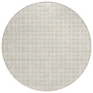 Ivory And Beige Geometric Washable Indoor Outdoor Area Rug - 1 of 4
