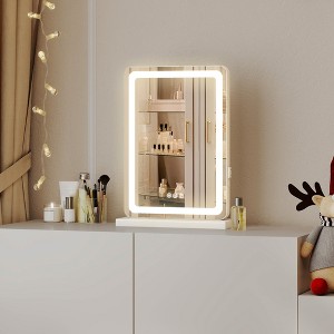 SEVOBAL Decorative Wall Mirrors Vanity Mirror Makeup Mirror Touch Screen Control Vanity Based Mirror Desk Mirror Square, White, 13"*17"*5" - 1 of 4