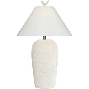 360 Lighting Bird and Leaf 32" Tall Large Country Cottage End Table Lamp White Ceramic Single White Shade Living Room Bedroom Bedside Nightstand House - 1 of 4