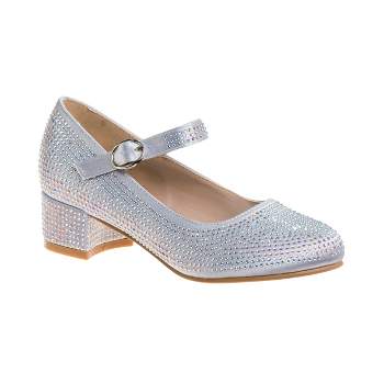 Badgley Mischka Girls' Mary Jane Block Heel Dress Shoes - Perfect for Parties, Weddings, and Special Occasions (Little Kids/Big Kids)