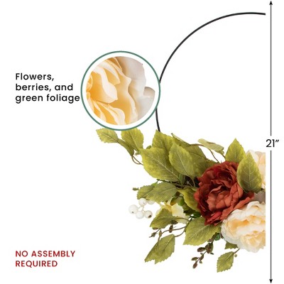 Autumn Harvest 22" Artificial Floral Fall Foliage Wreath