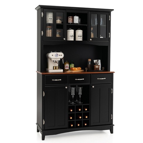 Kitchen Storage Cabinet Cupboard with Wine Rack and Drawers - Costway