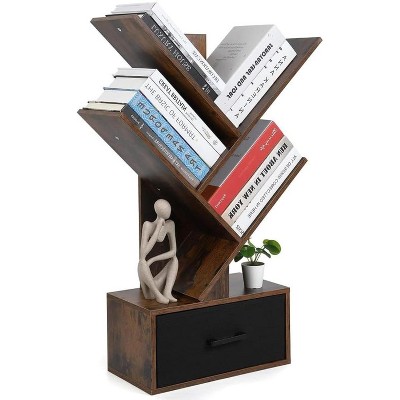 COUCHETA Tree Bookshelf 4 Tier Free Standing Vintage Style Retro Color