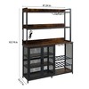 Resenkos Kitchen Coffee Bar Cabinet, Glass & Mug Holder, LED Display Lighting, Spacious Storage Brown - 4 of 4