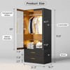 Fredees 70.8" Modern Wardrobe Armoire with LED Glass Doors, Motion Sensor, 2 Drawers & Hanging Rod - 2 of 4