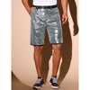INSPIRE CHIC Men's Straight Leg Club Rave Party Metallic Sparkly Sequin Shorts - 2 of 4