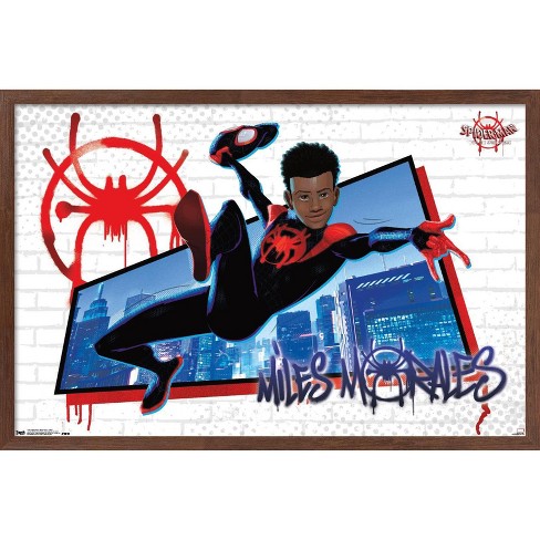 Trends International Marvel Spider-man: Into The Spider-verse - Miles  Framed Wall Poster Prints Mahogany Framed Version 22.375 X 34 : Target