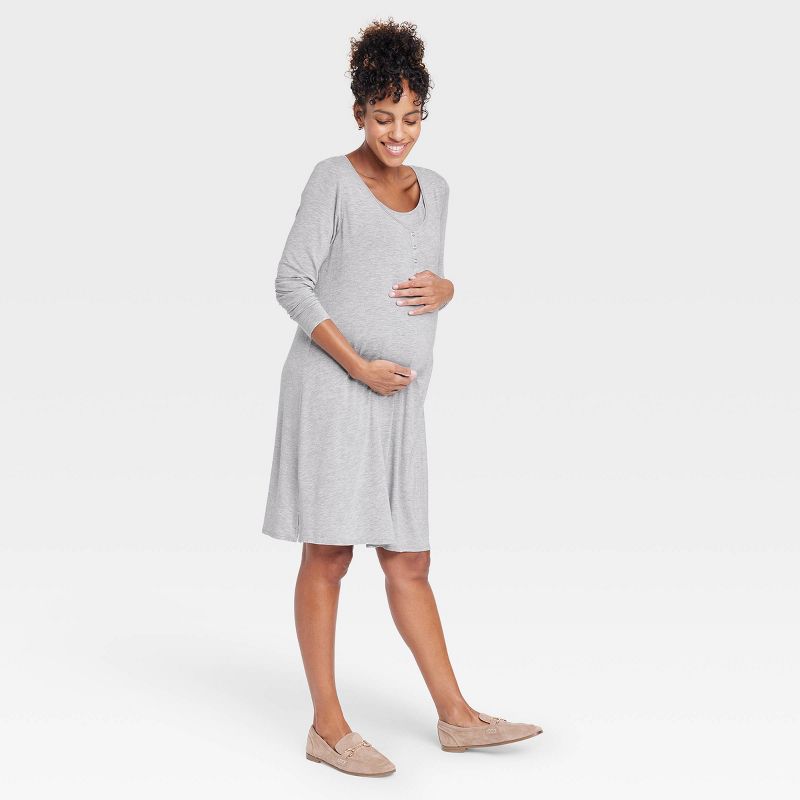 Long Sleeve Nursing Henley Maternity Dress - Isabel Maternity by Ingrid & Isabel™, 3 of 7