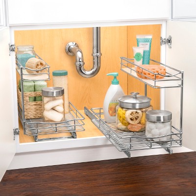 Lynk Professional 11.5" x 21" Slide Out Under Sink Cabinet Organizer - Pull Out Two Tier Sliding Shelf: Chrome-Plated Steel, Kitchen Storage — фото 4