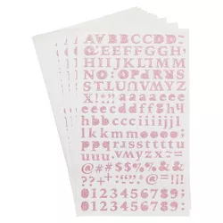 Paper Junkie 10 Sheets Upper and Lower Case Rose Pink Glitter Alphabet Letter Stickers and Number Stickers