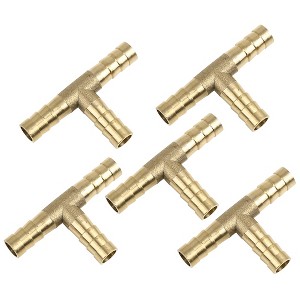 Unique Bargains Hose Barb Brass 3 Way Tee Connector Adaptor for Air Water Gas 5 Pcs - 1 of 4
