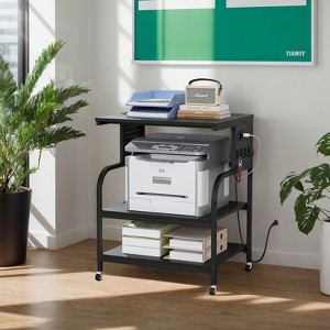 Karl Home 3-Tier Printer Stand with Wheels and Plug Board P2 Particleboard Black Emboss 23.6x18.9x31.5 Inches - 1 of 4