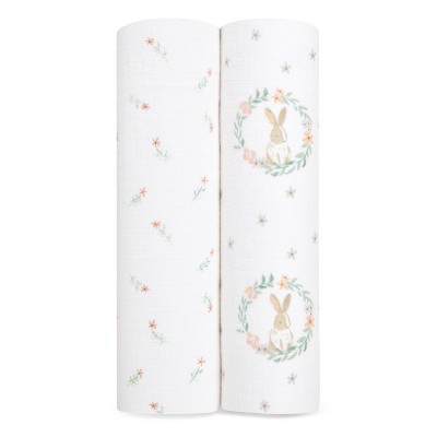 Image of aden + anais Essentials Swaddle Wraps - Blushing Bunnies - 2pk