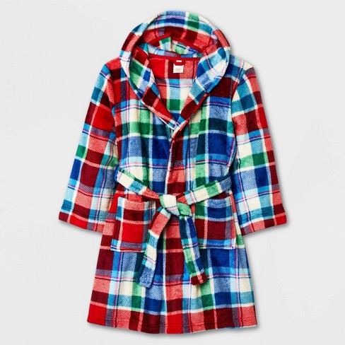 Kids' Plaid Robe - Cat & Jack™ Red/Green/Blue XS