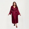 Anna-Kaci Lounge Women's PLus Size Satin Robe and Slip Set with Smooth Draping Fabric and Elegant Silhouette - 2 of 4