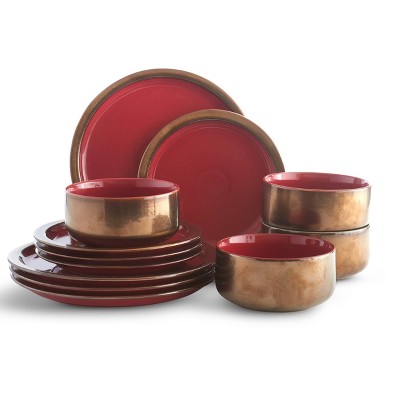 222 Fifth 12pc Modern Gemstones Dinnerware Set - Ruby