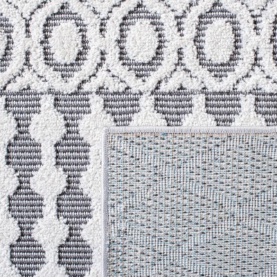 Ivory Geometric Easy-Care Synthetic Round Rug, 53"