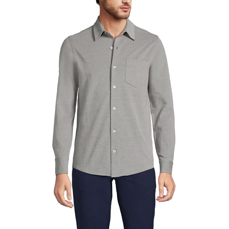 Lands' End Men's Long Sleeve Texture Knit Button Down Shirt, 1 of 6