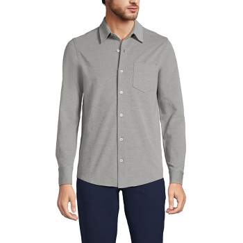 Lands' End Men's Long Sleeve Texture Knit Button Down Shirt