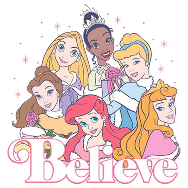 Girl's Disney Princess Believe Sparkle Collage T-Shirt, 2 of 5