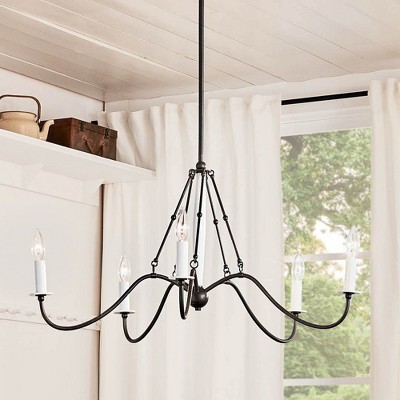 Anvil Iron 31.25" 5-Light Black Candle Chandelier