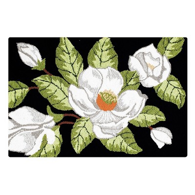 2'x3' Rectangle Hooked Floral Accent Rug Black - C&F Home