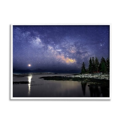 Stupell Industries Galaxy Stars Over Coastal Winter Night Framed Giclee Art