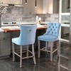 CAVINAS Mid-Century Barstools with Button Tufted and Chrome Nailhead Trim, Velvet Upholstered Dining Chair, Leisure Bar Chairs, Bar Stools, Set of 2 - 3 of 4