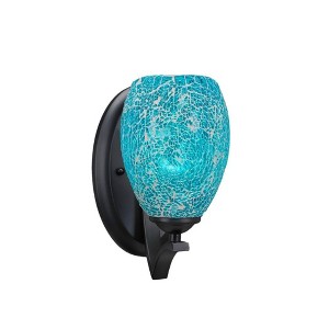 Toltec Lighting Zilo 1 - Light Sconce in  Matte Black with 5" Turquoise Fusion Shade - 1 of 1