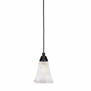 Toltec Lighting Any 1 - Light Pendant in  Matte Black with 5.5" Fluted Frosted Crystal Shade - 1 of 1