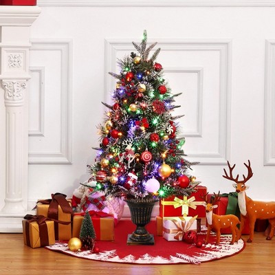 3ft Pre-Lit Snow Flocked Artificial Christmas Tree with 70 LED Lights, Battery Timer, Potted Base