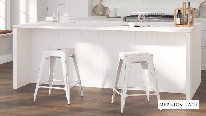 Merrick Lane Metal Stool with Powder Coated Finish and Integrated Floor Glides, 2 of 10, play video