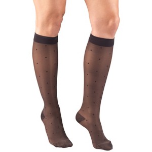Truform Sheer Compression Stockings, 15-20 mmHg, Women's Knee High Length, Dot Pattern - 1 of 4