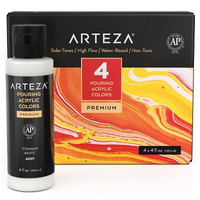 Arteza Acrylic Pouring Paint Kit, 120 ml Bottle Set, Solar Tones - 4 Pack (ARTZ-2848)