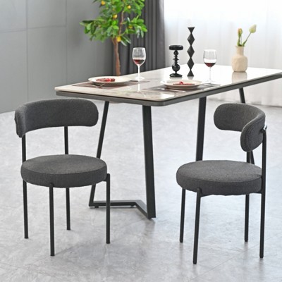 Set of 2 Mid-Century Velvet Upholstered Dining Chair with Curved Backrest and Black Metal Spray-painted Legs, 4L-ModernLuxe