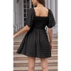 EXLURA Women's Summer Casual Square Neck Dresses Ruffle Short Sleeve Swiss Dot Flowy Mini Dress - 3 of 4