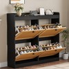 4-Drawer Rattan Shoe Cabinet - Wooden Flip-Door Organizer with Adjustable Shelves, Freestanding Storage for Entryway, Hallway & Closet - 3 of 4