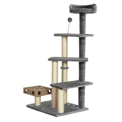 Gray Sisal Multi-Level Cat Tree with Interactive Toys
