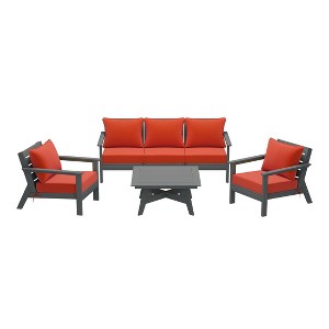 WestinTrends Avalon Outdoor 6-Piece Modular Sectional Patio Furniture Sofa Set, Gray/Orange - 1 of 4