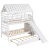 NicBex Twin Over Twin Bunk Bed with Trundle and Slide,House Shaped Loft Bed with Storage Staircase for Bedroom,White/Gray - 4 of 4