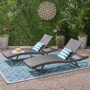 PAGED Patio Chaise Lounge Modern Aluminum Frame Recliner with Wooden Side Table Tiltable Lounge Chair for Outside - 1 of 4
