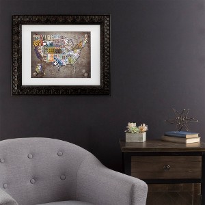 Trademark Fine Art Masters Fine Art USA License Plate Map on Metal Matted Framed Art - 1 of 4