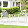 Costway 4 PCS Patio Cast Aluminum Dining Chairs Armrests Outdoor Stackable Brown/White - 4 of 4