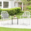 Costway 4 PCS Patio Cast Aluminum Dining Chairs Armrests Outdoor Stackable Brown/White - image 4 of 4